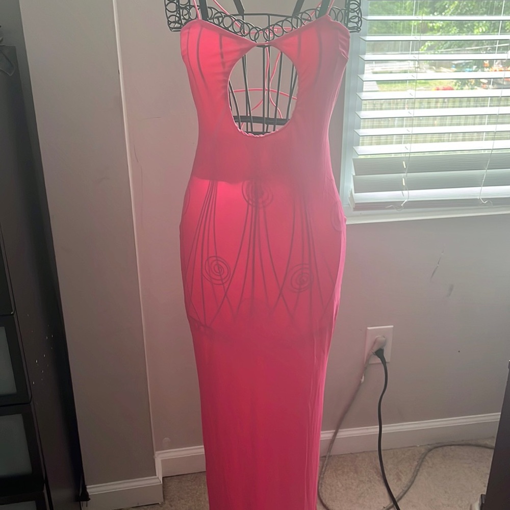 Pink “Do Myself” elastic strap dress